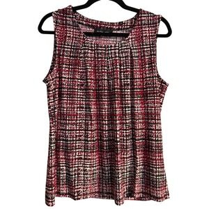 Black Label Sleeveless Plaid Blouse Women's Top Red Black White